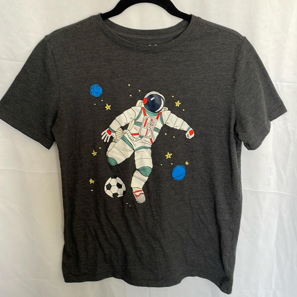 Cat & Jack Kids Astronaut Soccer Space Short Sleeve Tee Shirt Summer Sport Youth